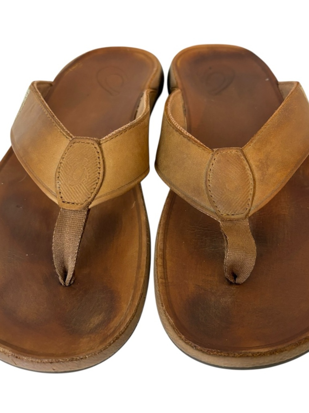Olukai Tuahine Men’s Toffee Brown Leather Flip Flop Sandal US Size US 11 EU 44 - Picture 2 of 7